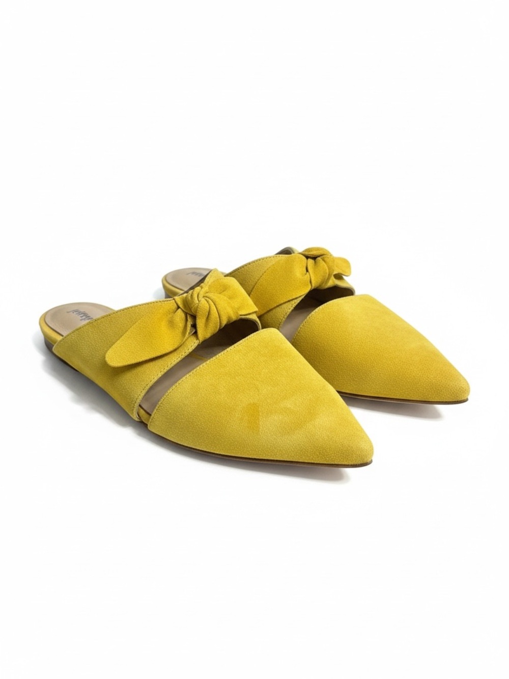 Jeffrey Campbell Yellow Suede Pointed Toe Bow Mule Flats 9.5